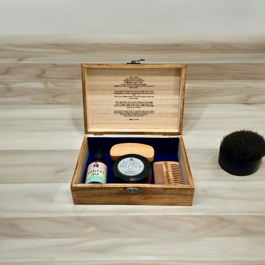 Custom Laser Engraved Box Bundle - Beard Oil, Butter, Brush, Comb